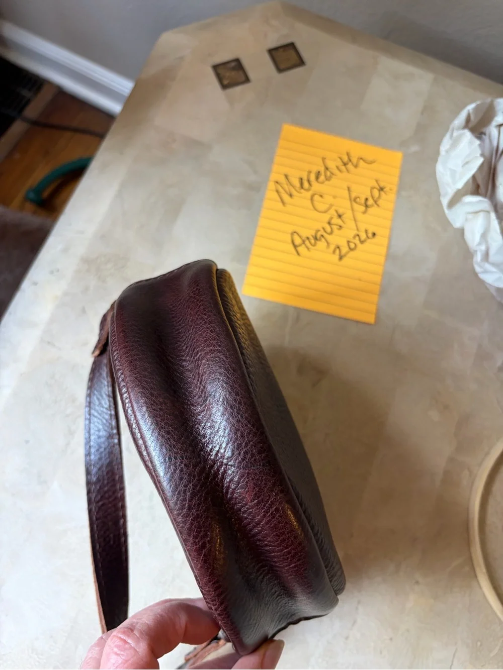 Portland Leather Small Circle Bag in Coldbrew